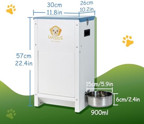 Dog Feeder - 25 lbs Heavy Duty Pet Feeder Automatic Dog Food Station Pet Lodge Galvanized Steel for Medium and Large Dog Outdoor Use (Assembly Required)