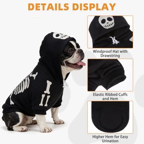 KOOLTAIL Halloween Dog Skeleton Costume, Glow in the Dark Dog Hoodie Outfit - Image 7