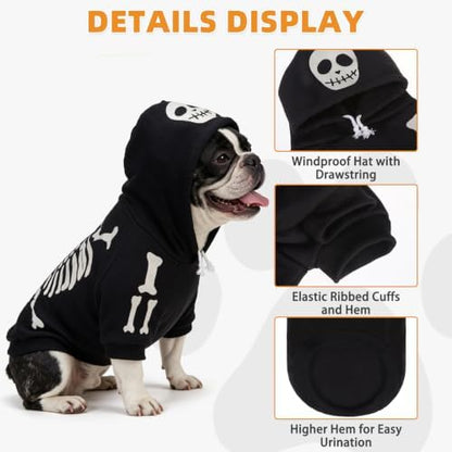 KOOLTAIL Halloween Dog Skeleton Costume, Glow in the Dark Dog Hoodie Outfit - Image 7