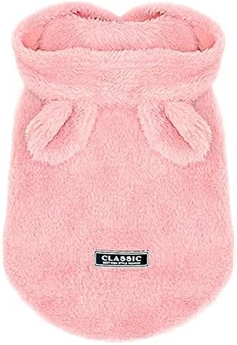 Easter Dog & Cat Outfit - Bunny Ears Cat Hoodies Fleece Puppy Clothes for Small Dogs & Cats (Medium, Pink) by Anelekor