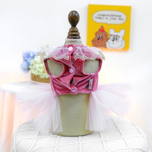 Fashion Sweet Puppy Dog Blingbling Princess Skirt Pet Dog Lace Cake Camisole Tutu Dress D-red XS - Image 3