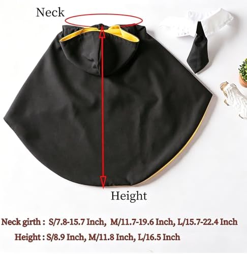 Dog Halloween Magician Costume Set, Cat Wizard Cloak with Hood, Tie & Glasses, Pet Cosplay Outfit for Halloween Party, Puppy Witch Costume for Small Dogs (Yellow, Medium) - Image 5