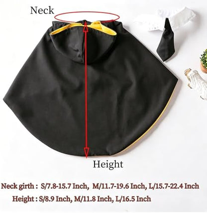 Dog Halloween Magician Costume Set, Cat Wizard Cloak with Hood, Tie & Glasses, Pet Cosplay Outfit for Halloween Party, Puppy Witch Costume for Small Dogs (Yellow, Medium) - Image 5