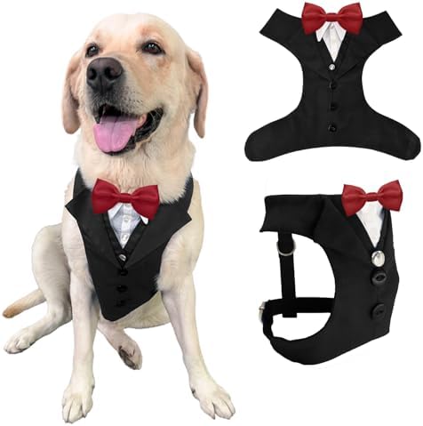 AVERYDAY Dog Tuxedo for Wedding Outfit, Dog Suit and Tie Costumes for Birthday, Halloween, Cosplay, Christmas Party, Pet Formal Wear with Bowtie, Tux for Medium Large Dogs, Bulldog, Labrador, Husky by YourAveryDay