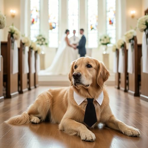 ADOGGYGO Dog Neck Tie Collar, Wedding Dog Tuxedo, Black, Medium - Image 3
