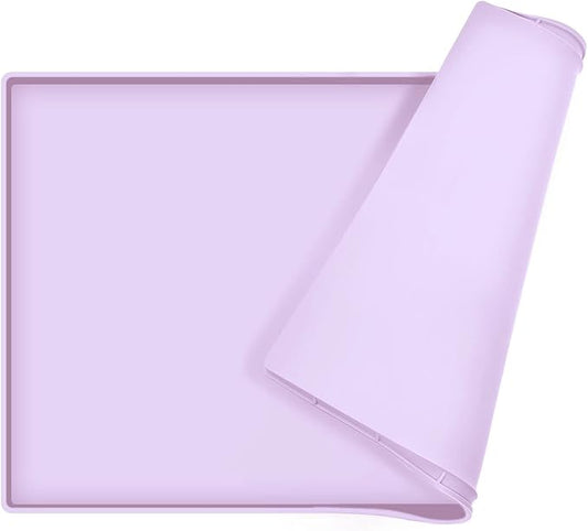 Dog Food Mat,Silicone Waterproof Food Tray,Non Slip Pet Bowl Mats Placemat,1" Raised Edge,Suitable for Most Small and Medium Sized Pets,32" x 24"
