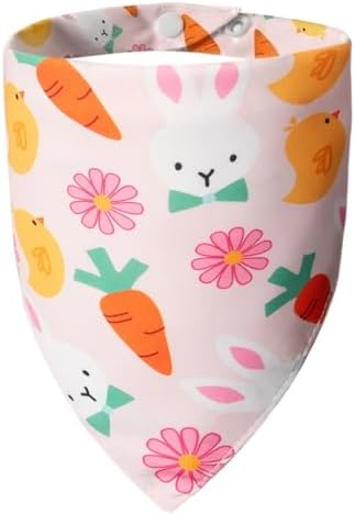 Dog Bandana for Easter Day - Lovely Bunny Carrot Chicken & Daisy Flower Theme, Holiday Pet Costumes Scarf with Adjustable Snap Button, Large to Giant Breeds (75lbs+) by ICEMOOD