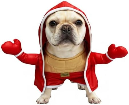 Muscular Boxer Pet Halloween Costume with Hooded Robe - Small to Medium-Large Breed Funny Clothes Outfit Apparel (Small) - Image 5