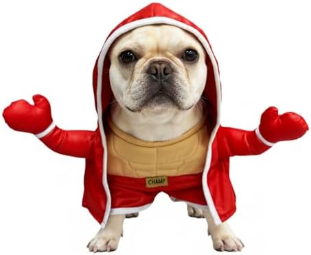 Muscular Boxer Pet Halloween Costume with Hooded Robe - Small to Medium-Large Breed Funny Clothes Outfit Apparel (Large) - Image 3