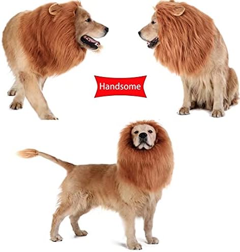 Halloween Dog Costume, Lion Mane Wig (with Ears, Color: Black, Size: Large) - Image 2
