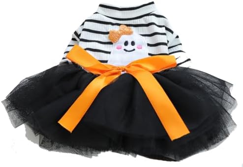 Dog Halloween Costume - Pumpkin Tutu Dress for Small Dogs & Puppies, Cute Holiday Pet Apparel with Bowtie, Fall Party Outfit L-elf Medium by MaruPetyourkidsfriends