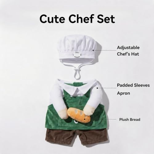 Cat Dog Chef Hat & Apron Set with Bread Fits 3-99 lbs (Chef Set,B1) - Image 2