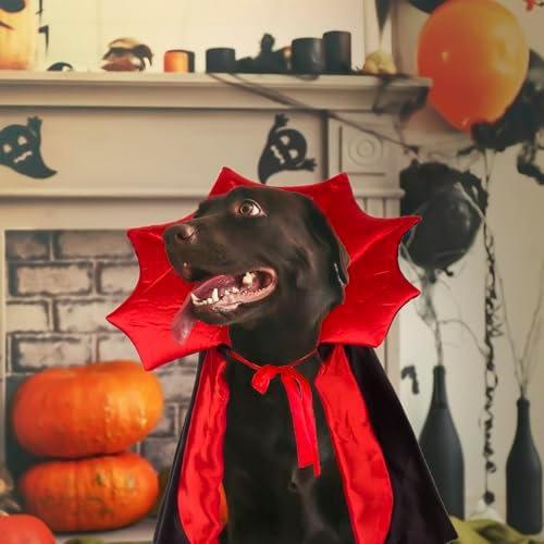 ADOGGYGO Halloween Dog Vampire Costume, Red Black Devil Dog Cape, Large - Image 3