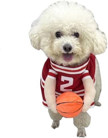 Dog Basketball Player Costume, Pet Halloween Costume Adjustable Funny Cosplay Sports Outfit Cosplay Clothes for Small Medium Dog by ISMARTEN