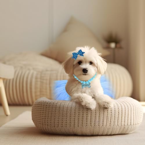 Dog Birthday Party Supplies Dogs Cats Birthday Costume Set Blue Tutu Skirt Dog Cat Birthday Hat Necklace for Puppy Dog Halloween Birthday Wedding Party Costume (Blue) - Image 6