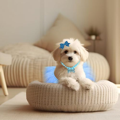 Dog Birthday Party Supplies Dogs Cats Birthday Costume Set Blue Tutu Skirt Dog Cat Birthday Hat Necklace for Puppy Dog Halloween Birthday Wedding Party Costume (Blue) - Image 6
