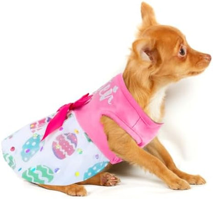 Dog Easter Outfit Cute Happy Easter Day Dog Dress Bunny Eggs Easter Dog Cat Clothes Pink Tulle Pet Doggie Apparel Outfit with Bowknot for Small Dogs Puppy Cat Girl Costume - Image 3