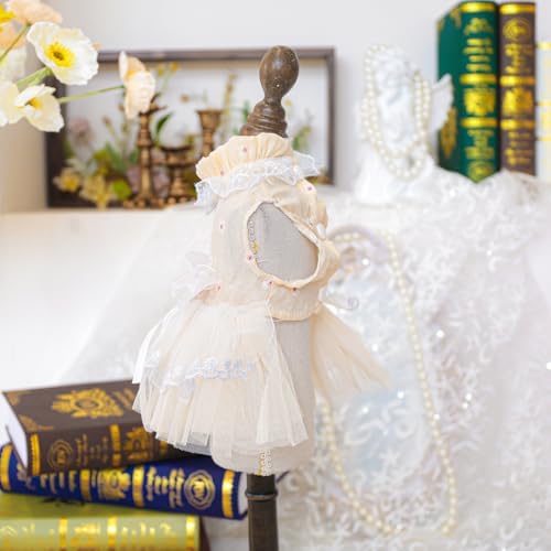 Fashion Sweet Puppy Dog Blingbling Princess Skirt Pet Dog Lace Cake Camisole Tutu Dress F-Champagne S - Image 4