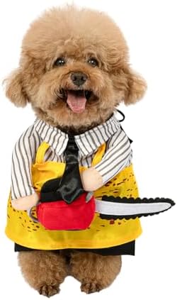 NACOCO Halloween Dog Chainsaw Costume - Pet Cosplay Clothes Cat Special Outfit Apparel Adjustable Puppy Party for Small Medium and Large Dogs(Yellow Chainsaw, S) by HOME