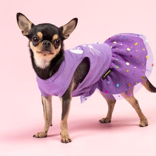 Fitwarm Easter Bunny Dog Dress, Holiday Dog Clothes for Small Dogs Girl, Pet Easter Outfit, Purple, White, Large - Image 5