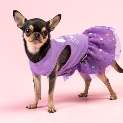 Fitwarm Easter Bunny Dog Dress, Holiday Dog Clothes for Small Dogs Girl, Pet Easter Outfit, Purple, White, Large - Image 5