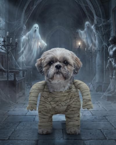 CuteBone Mummy Dog Halloween Costume Soft Stretch Bandage Outfit with 3D Long Sleeve Easy Velcro Back Closure Cosplay Party Clothes for Small Medium Dogs GBZ08XS - Image 5