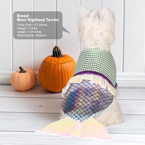 cyeollo Dog Mermaid Costume Pet Halloween Costumes for Small Dogs, XS - Image 3