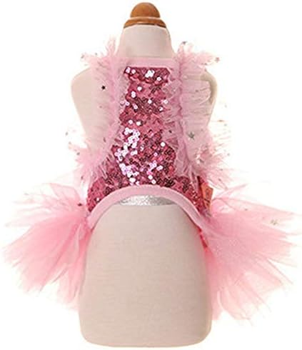 Fashion Sweet Puppy Dog Blingbling Princess Skirt Pet Dog Lace Cake Camisole Tutu Dress Pink X-Small - Image 2