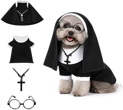 Pet Cat Dog Nun Costume: Cloak Outfit Small Cat Dog Medium (new-4pcs) by QJWBZ