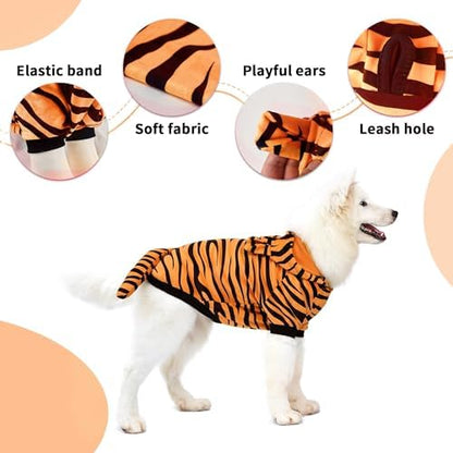 DELIFUR Large Dog Tiger Costume - Tiger Halloween Costume for Medium Large Dogs Golden Retriever Labrador Rottweiler Cute Hoodie Outfit (Yellow, XXXX-Large) - Image 4
