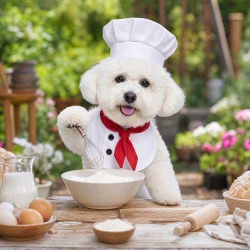 2 Piece Chef Dog Halloween Costume for Small Medium Dogs Cats(Large) - Image 4