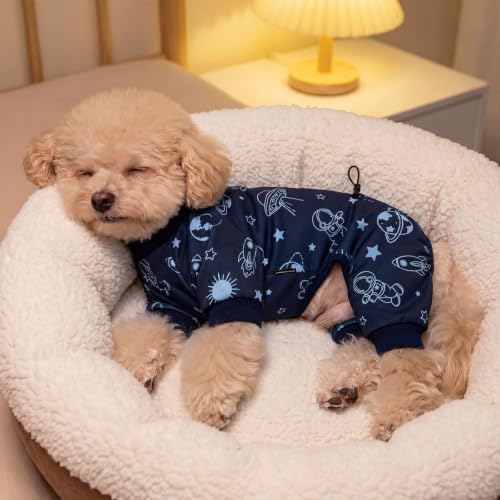 XPUDAC 4 Pack Dog Pajamas, Soft Puppy Clothes with Drawstring Adjustable Stretchy Dogs Onesie for Small Medium Doggie Shed Defender Dog Suit Pet Outfit Boy, L - Image 3