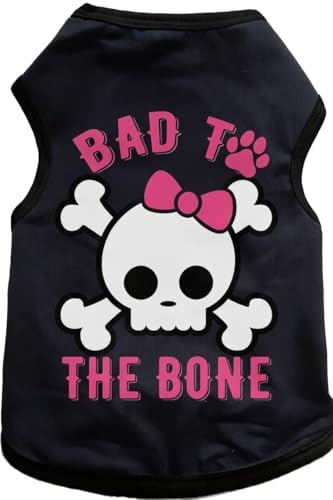 2-Piece Set Small Puppy Bad to The Bone Dog Shirt & Bandana Pet Cat Clothes Outfit XL - Image 4