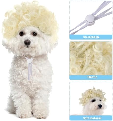 Funny Pets Wigs for Dog, Blonde Curly Adjustable Pet Wig for Dogs, Halloween Pet Costume Accessories for Christmas, Parties, Festivals Cosplay, Gold, Fits 12-24 Inches Head Circumference - Image 4