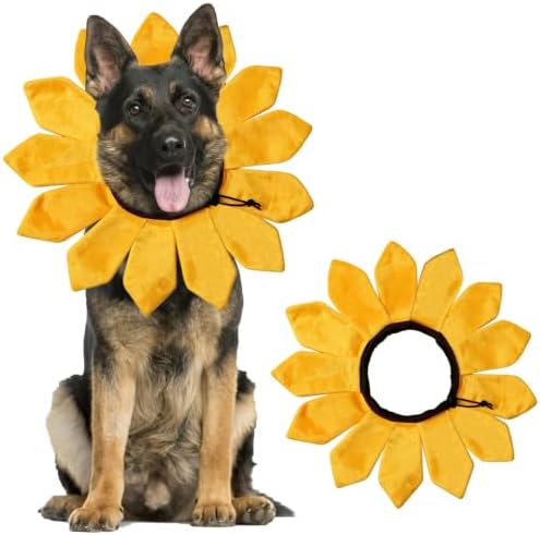 Dog Halloween Costumes, Sunflower Dog Costume Adjustable Sunflower Collar for Small Medium Large X-Large Dogs Pets (Large) by Unknown