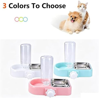 Hanging Dog Bowls, Cage Automatic Cat Food and Water Bowl Set