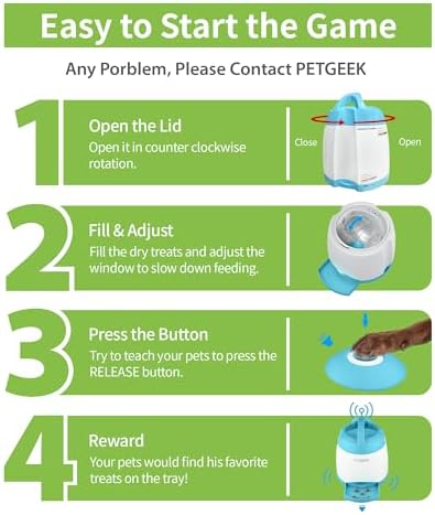 PETGEEK Dog Treat Dispenser Toy, USB-Charged Interactive Toy for IQ Play