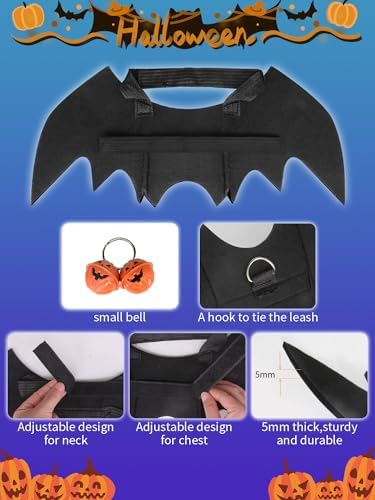 Halloween Dog Bat Wings Costume, Pet Halloween Cosplay Party Dress Up Costume for Dogs and Cats (X-Large) - Image 5