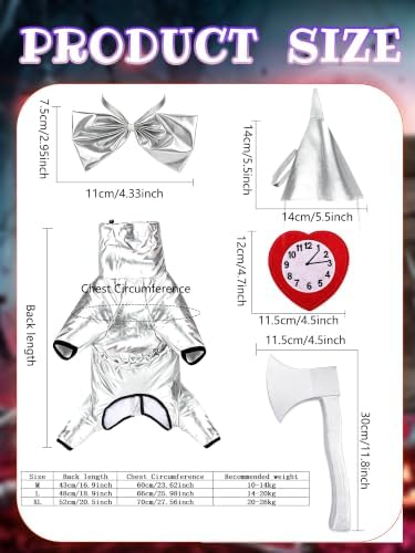 6 Pcs Halloween Dog Metallic Cosplay Costume Kit, Silver Gray, Large - Image 2