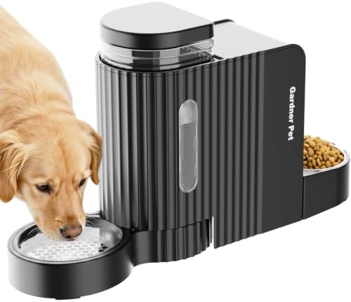 Dog Water & Food Dispenser Set, Gravity Automatic Pet Feeder, 4L x 2