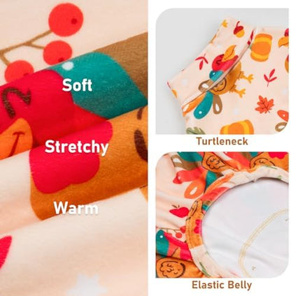KYEESE Thanksgiving Dog Pajamas, Turtleneck Dog Pajamas for Small Dogs Boy Girl, Soft Velvet Turkey Pattern, Pet Onesie with 4-Leg Design, Stretchable Warm Jammies, Cozy Holiday Pjs, X-Large - Image 3