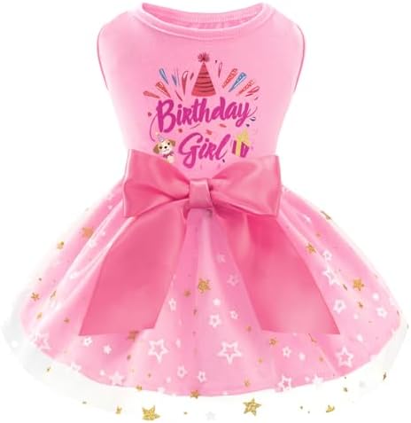 XPUDAC Dog Birthday Dress Puppy Clothes for Small Dogs Girl Birthday Party Tulle Pet Outfit, Cat Appeal-X-Small by XPUDAC