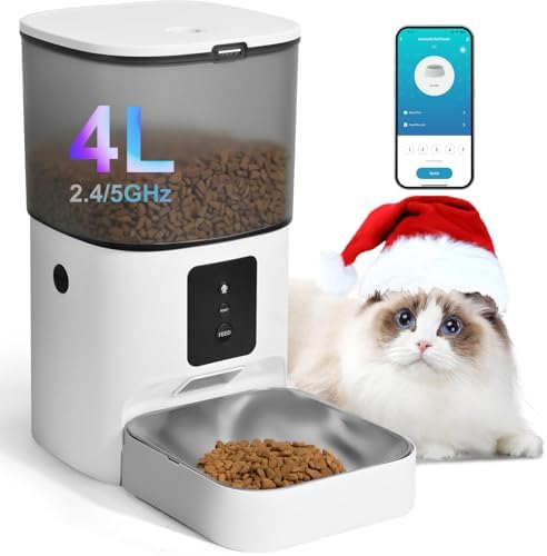 ANDOLL HOME Automatic Cat Feeder,4L Timed Cat＆Dog Dry Food Dispenser