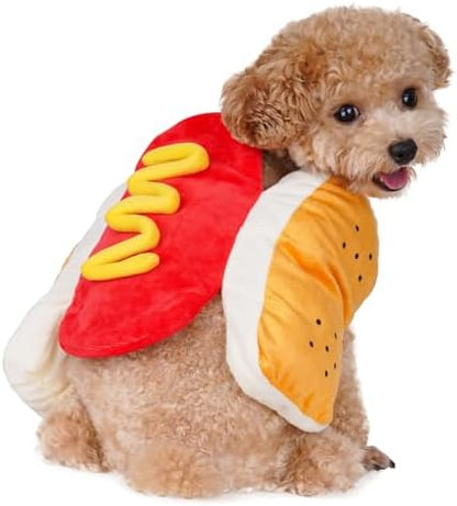 Pet Hot Dog Costume Funny Food Halloween Costume for Small Dog Cats by yeabwps