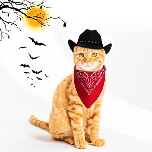 choyaxo Pet Cowboy Costume Halloween Costumes for Dogs Cat Cowboy Hat with Bandana Scarf- Black, Small - Image 5
