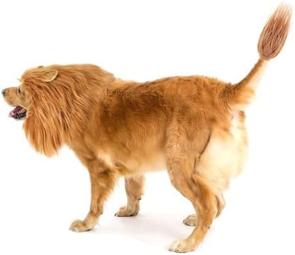 New Dog Costume Halloween Dog Costume Lion Mane for Medium and Large Dogs Realistic Lion Wig Dog Costume Supplement Lion Mane for Photoshoot Entertainment (Red-Brown Size M + Tail Set - Image 6