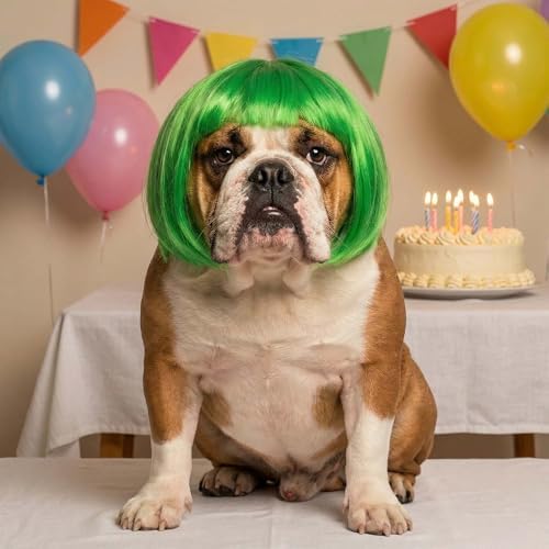 Dog Bob Wig Cat Halloween Costume for Small Medium Large Dog,Green - Image 2
