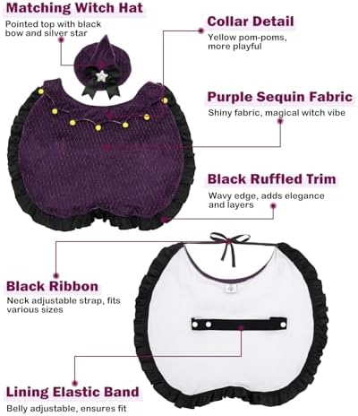 CuteBone Dog Halloween Costumes for Small, Medium, Large Dogs – Witch Pet Cosplay Outfits | Cute Puppy Costume for Halloween Party, Dress-Up, Photo Shoots GBZ03L - Image 2