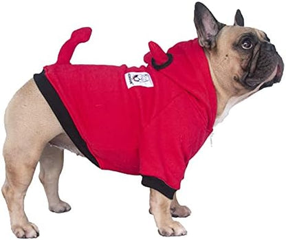 iChoue English Bulldog Halloween Red Devil Costume Clothes Hoodies, XXL - Image 2