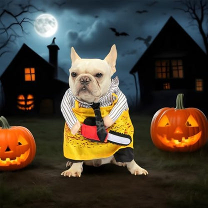 NACOCO Halloween Dog Chainsaw Costume - Pet Cosplay Clothes Cat Special Outfit Apparel Adjustable Puppy Party for Small Medium and Large Dogs(Yellow Chainsaw, XL) - Image 7